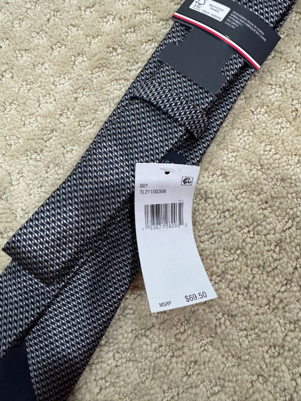Tommy Hilfiger Charcoal Gray Textured Necktie NWT